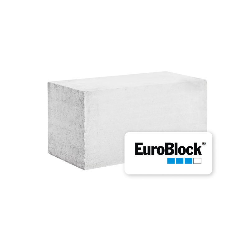  Блок стеновой из ячеистого бетона EuroBlock D500 600х300х300 (ровный)