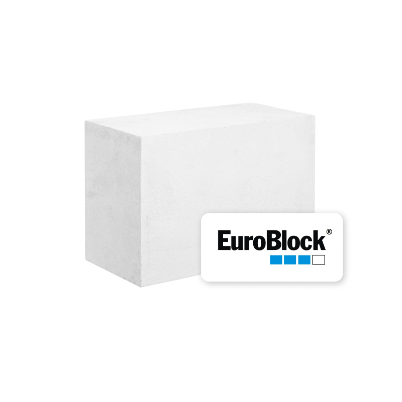  Блок стеновой из ячеистого бетона EuroBlock D500 600х400х300 (ровный)