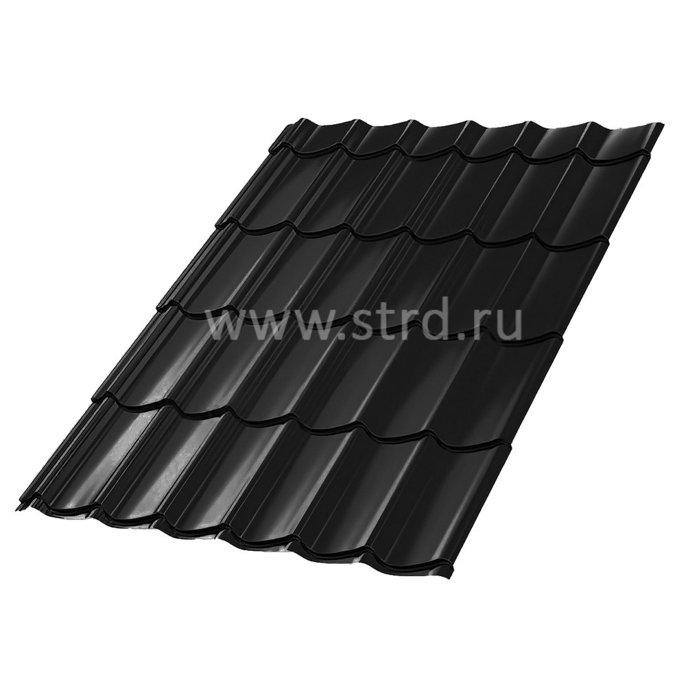 Металлочерепица СМ Классик 0.5мм PURRUS матовый Россия RAL 9005 (черный) Stynergy