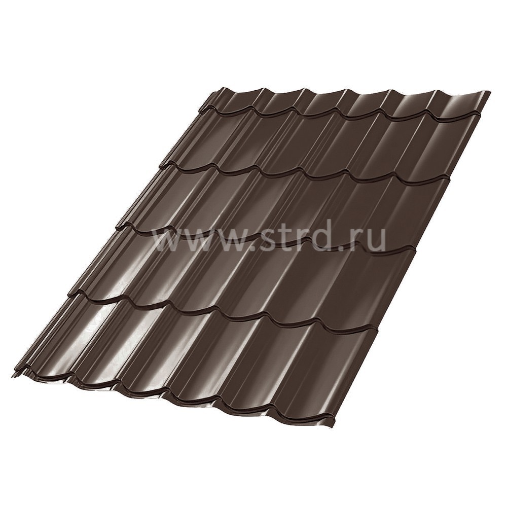 Металлочерепица СМ Классик 0.5мм PURRUS Pro матовый Россия RR 32 (коричневый) Stynergy