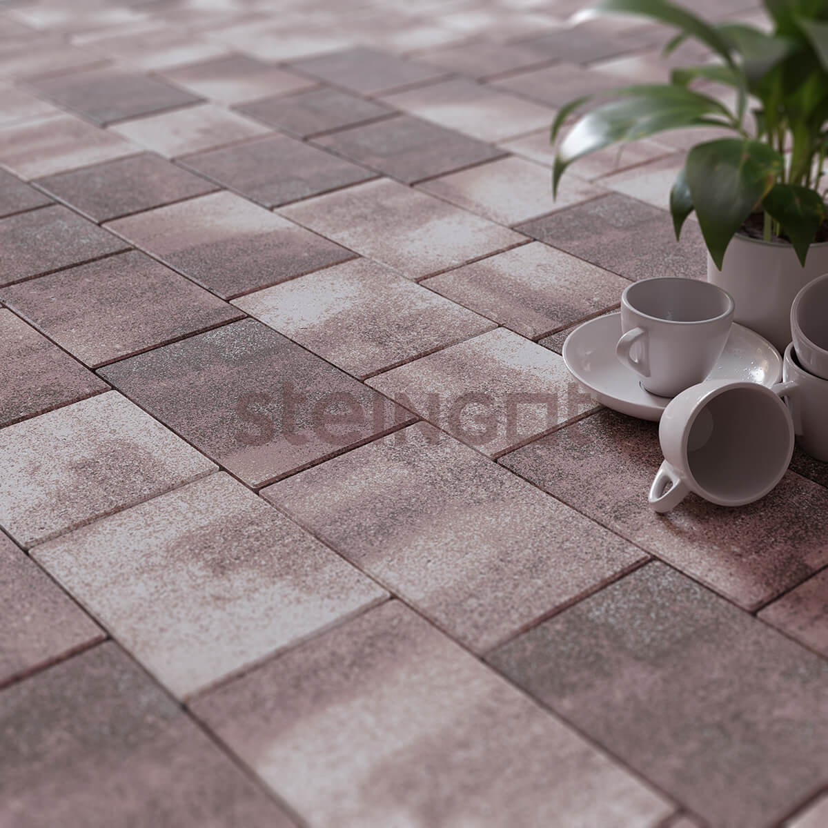  Тротуарная плитка Новый город Серый набор на м2  t=40